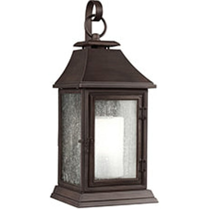 Shepherd  Sconce by Generation Lighting in dark weathered zinc. Made from stonestrong in a traditional style.