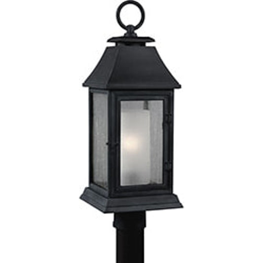 Shepherd Outdoor Post by Generation Lighting in dark weathered zinc. Made from stonestrong in a traditional style.