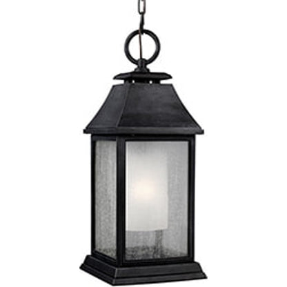 Shepherd Outdoor Pendant by Generation Lighting in dark weathered zinc. Made from stonestrong in a traditional style.