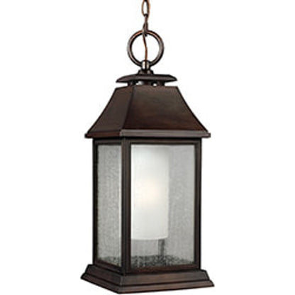 Shepherd Outdoor Pendant by Generation Lighting in dark weathered zinc. Made from stonestrong in a traditional style.