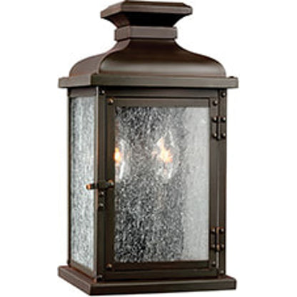 Pediment Outdoor Sconce by Generation Lighting in dark weathered zinc. Made from stainless steel in a traditional style.