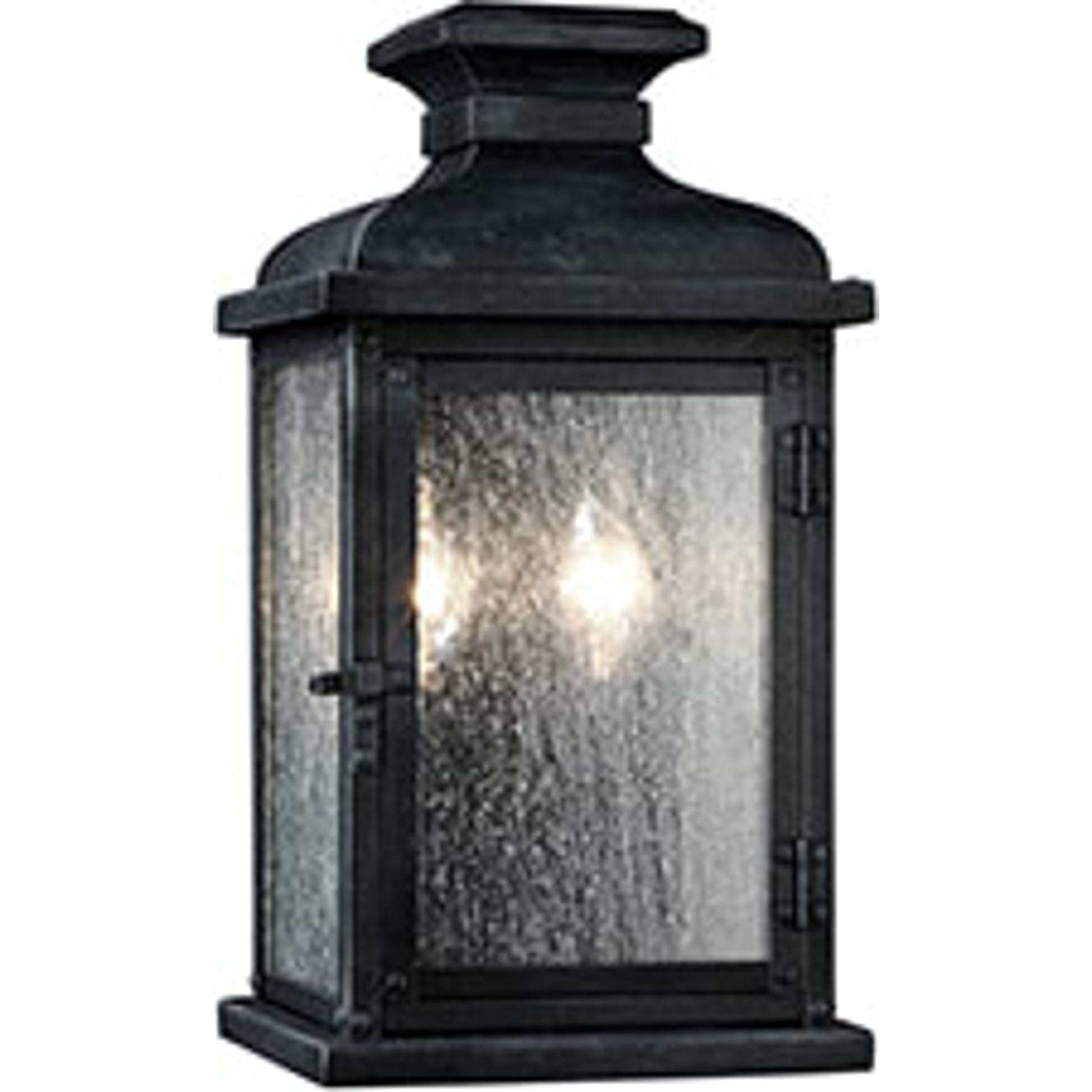 Pediment Outdoor Sconce by Generation Lighting in dark weathered zinc. Made from stainless steel in a traditional style.