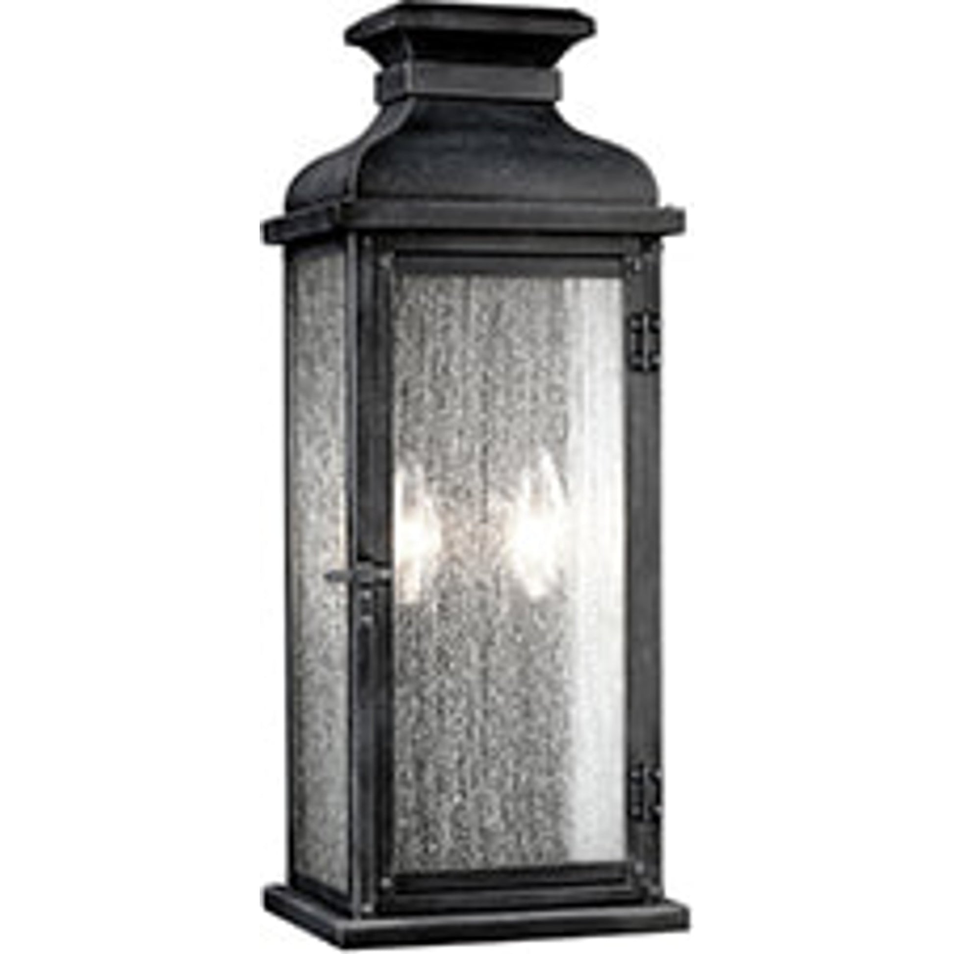 Pediment Outdoor Sconce by Generation Lighting in dark weathered zinc. Made from stainless steel in a traditional style.