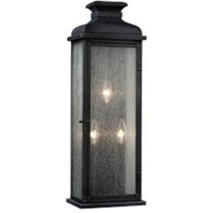 Pediment Outdoor Sconce by Generation Lighting in dark weathered zinc. Made from stainless steel in a traditional style.