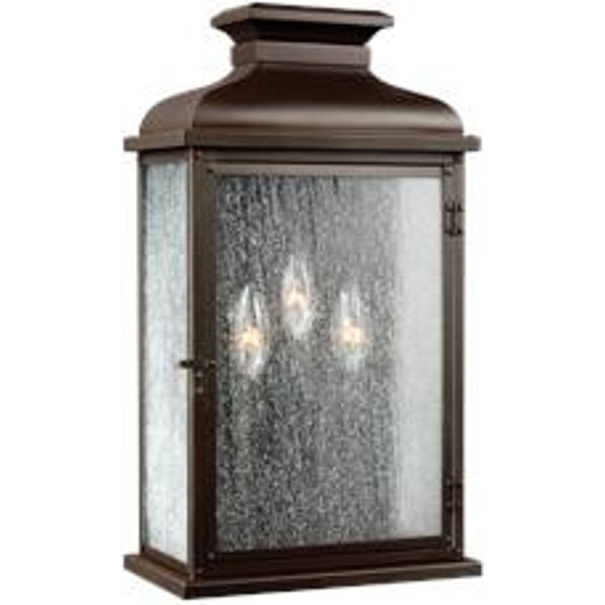 Pediment Outdoor Sconce by Generation Lighting in dark weathered zinc. Made from stainless steel in a traditional style.