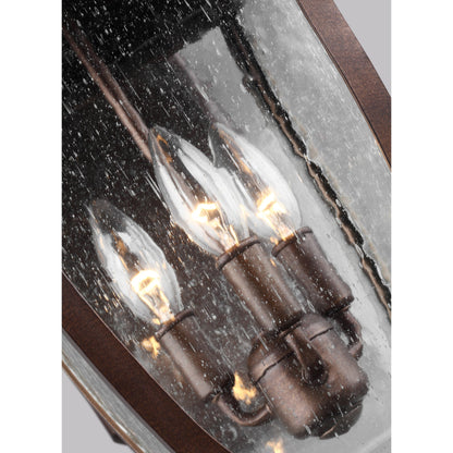Oakmont Outdoor Wall Lantern by Generation Lighting in patina bronze. Made from cast aluminum in a traditional style.