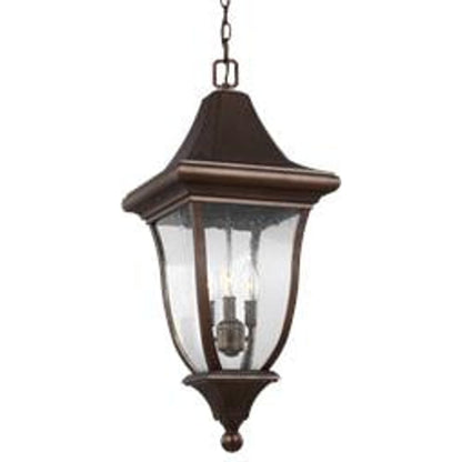 Oakmont Outdoor Pendant Lantern by Generation Lighting in patina bronze. Made from cast aluminum in a traditional style.
