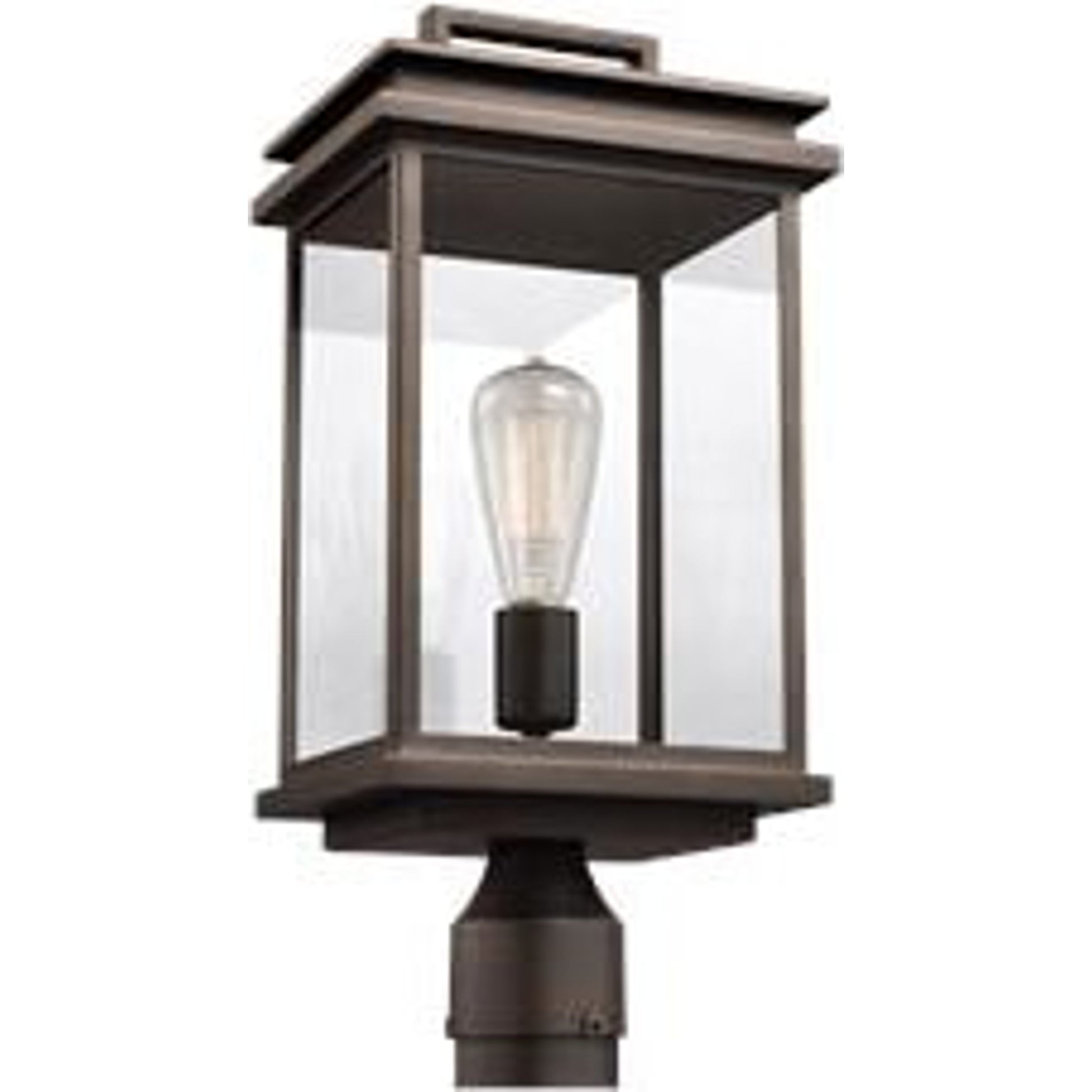 Glenview 1-LIGHT Outdoor Post Lantern by Generation Lighting in antique bronze. Made from cast aluminum in a transitional style.