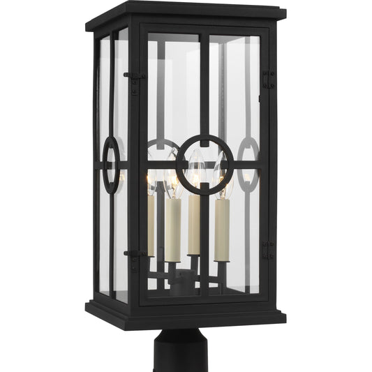 Belleville 4-LIGHT Outdoor Post Lantern by Generation Lighting in textured black. Made from stonestrong in a modern style.