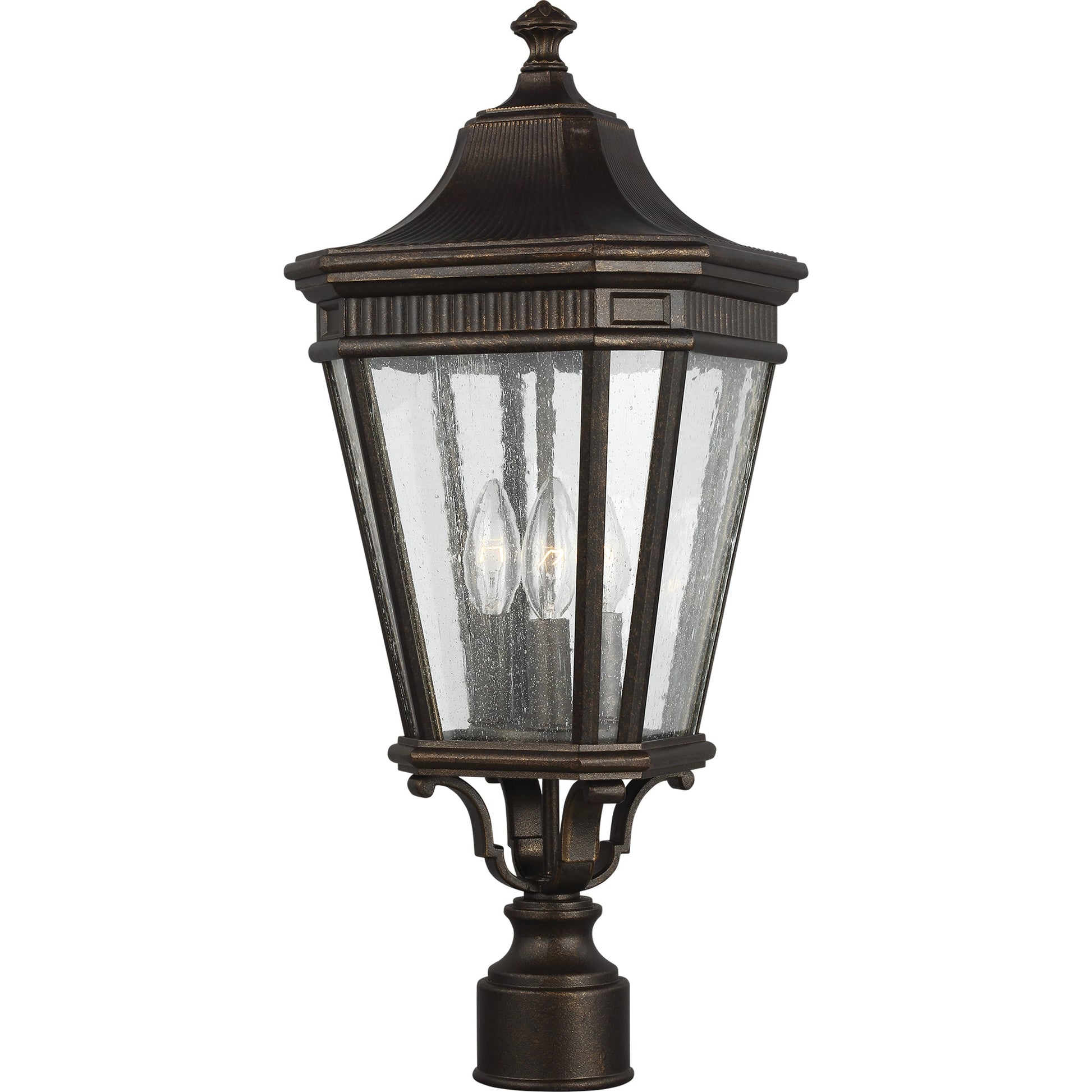 Cotswold Lane Wall Post Lantern by Generation Lighting. Made from aluminum in a traditional style.