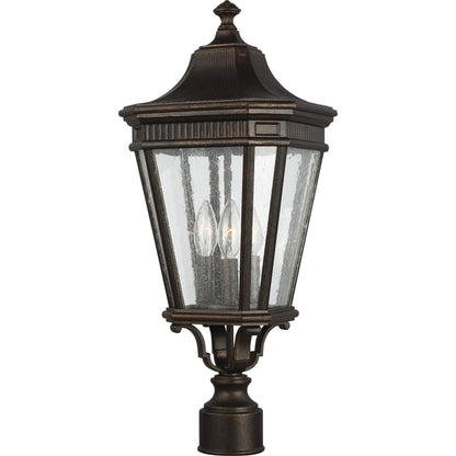 Cotswold Lane Wall Post Lantern by Generation Lighting. Made from aluminum in a traditional style.