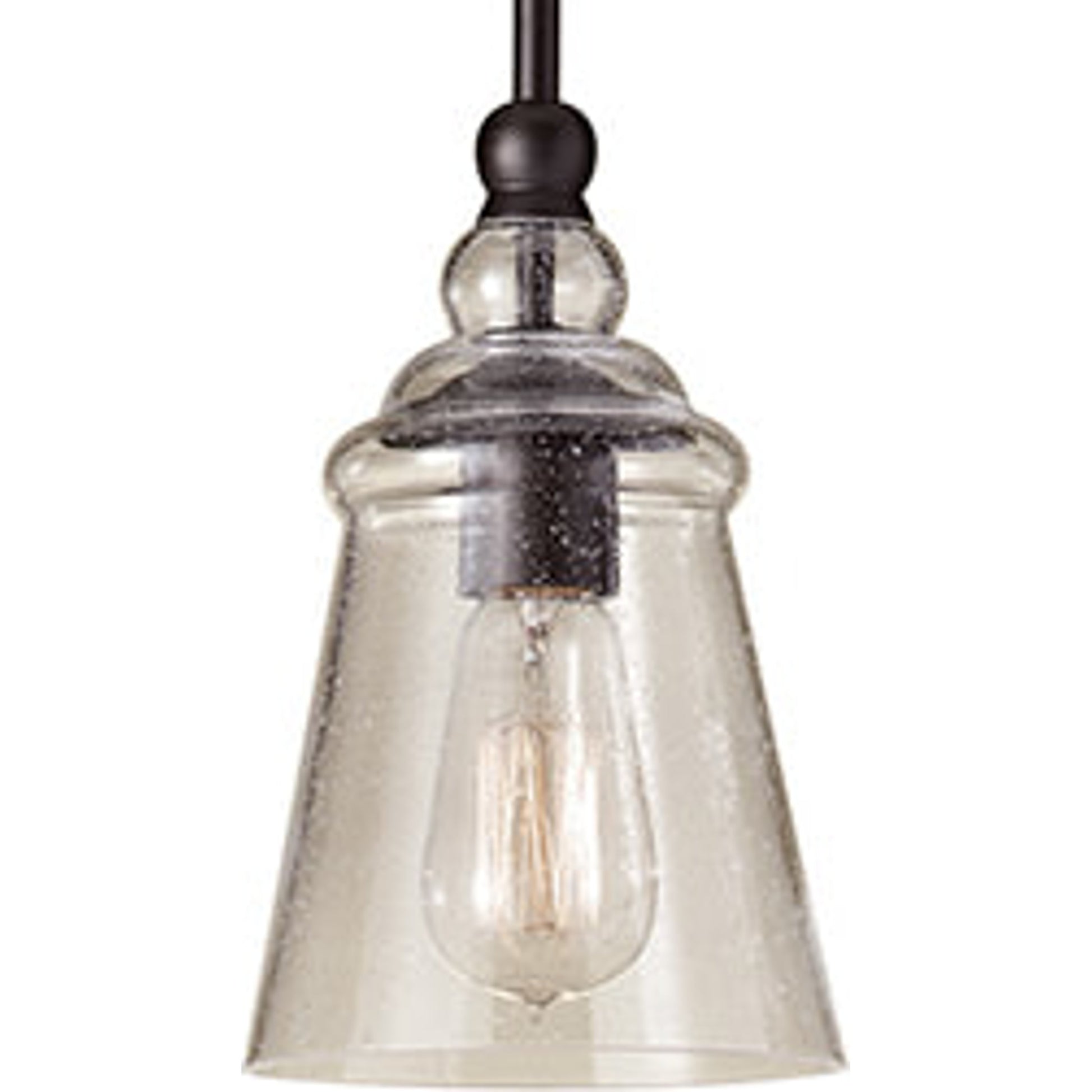 Urban Renewal Bell Pendant by Generation Lighting in oil rubbed bronze. Made from steel, glass in a traditional style.