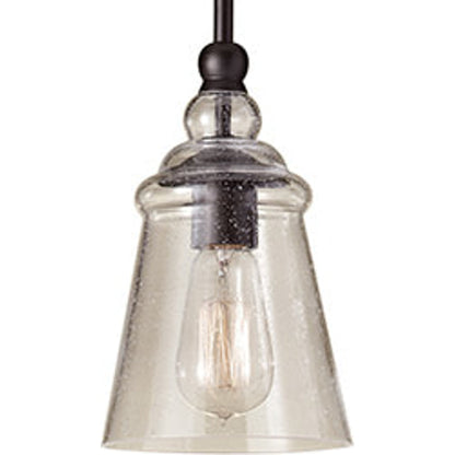 Urban Renewal Bell Pendant by Generation Lighting in oil rubbed bronze. Made from steel, glass in a traditional style.
