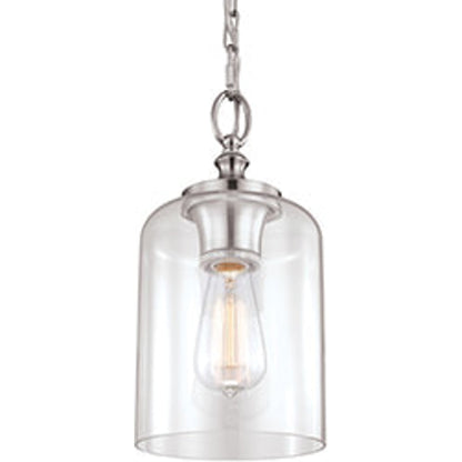 Hounslow Mini Pendant by Generation Lighting in brushed steel. Made from steel in a transitional style.