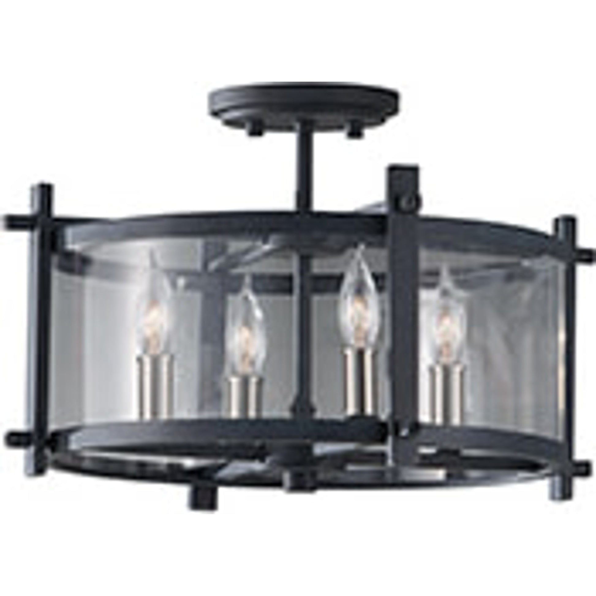 Ethan Semi-Flush Mount by Generation Lighting in antique forged iron, brushed steel. Made from steel in a modern style.
