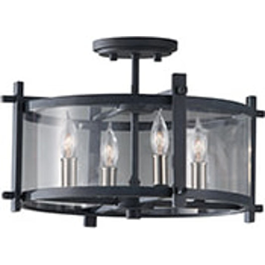 Ethan Semi-Flush Mount by Generation Lighting in antique forged iron, brushed steel. Made from steel in a modern style.