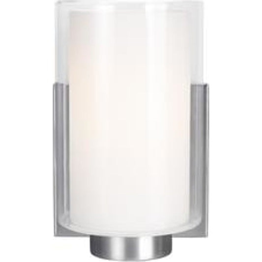 Bergin Wall Sconce by Generation Lighting in satin nickel. Made from steel in a modern style.