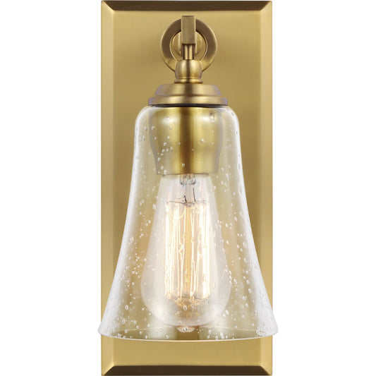 Monterro Wall Sconce by Generation Lighting in burnished brass. Made from steel in a transitional style.