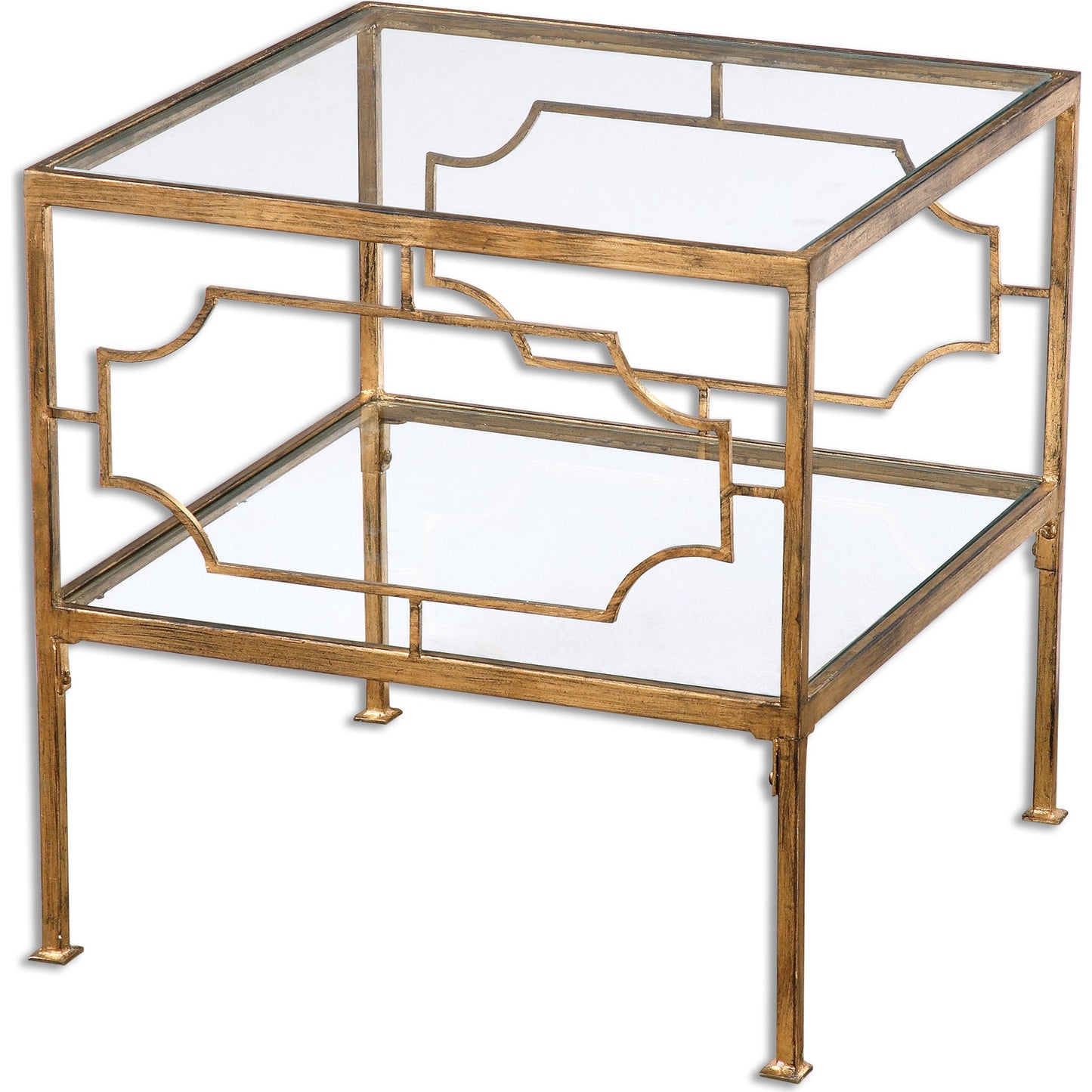 001 S-253030 | Additional Silo | Genell Cube Table by Uttermost in gold. Made from metal, tempered glass in a modern style.