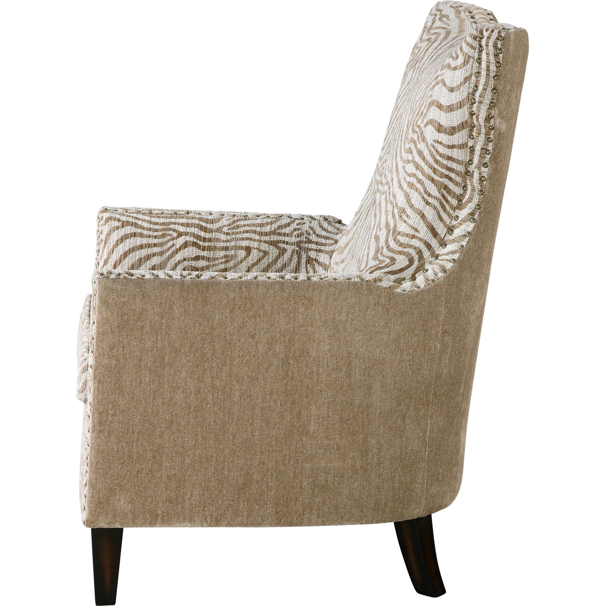 Kiango Animal Pattern Armchair by Uttermost. Made from wood, plywood, fabric, foam, metal in a cottage & farmhouse style.