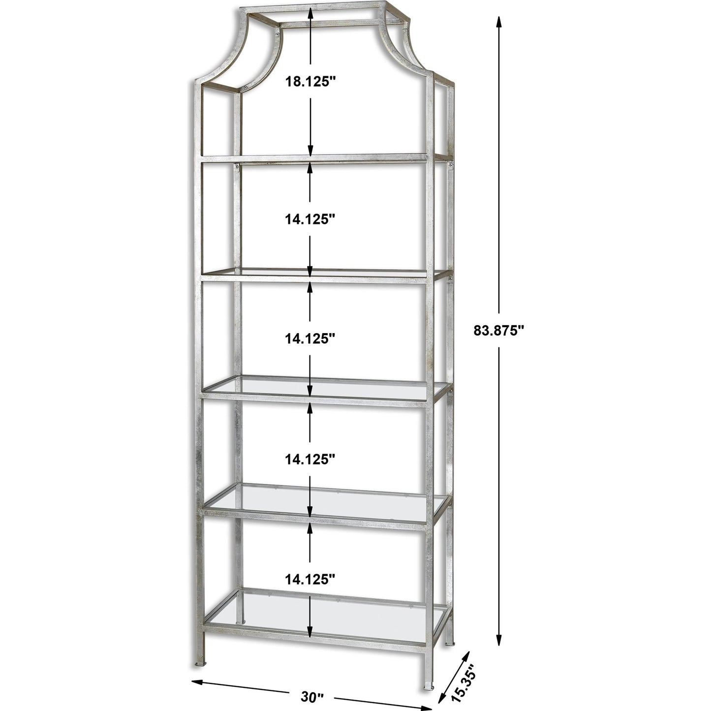 006 S-253040 | Additional Silo | Aurelie Etagere by Uttermost in silver. Made from metal, glass in a modern style.