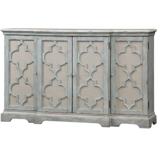 Sophie Cabinet by Uttermost. Made from alm veneer, mdf, linen in a cottage & farmhouse style.