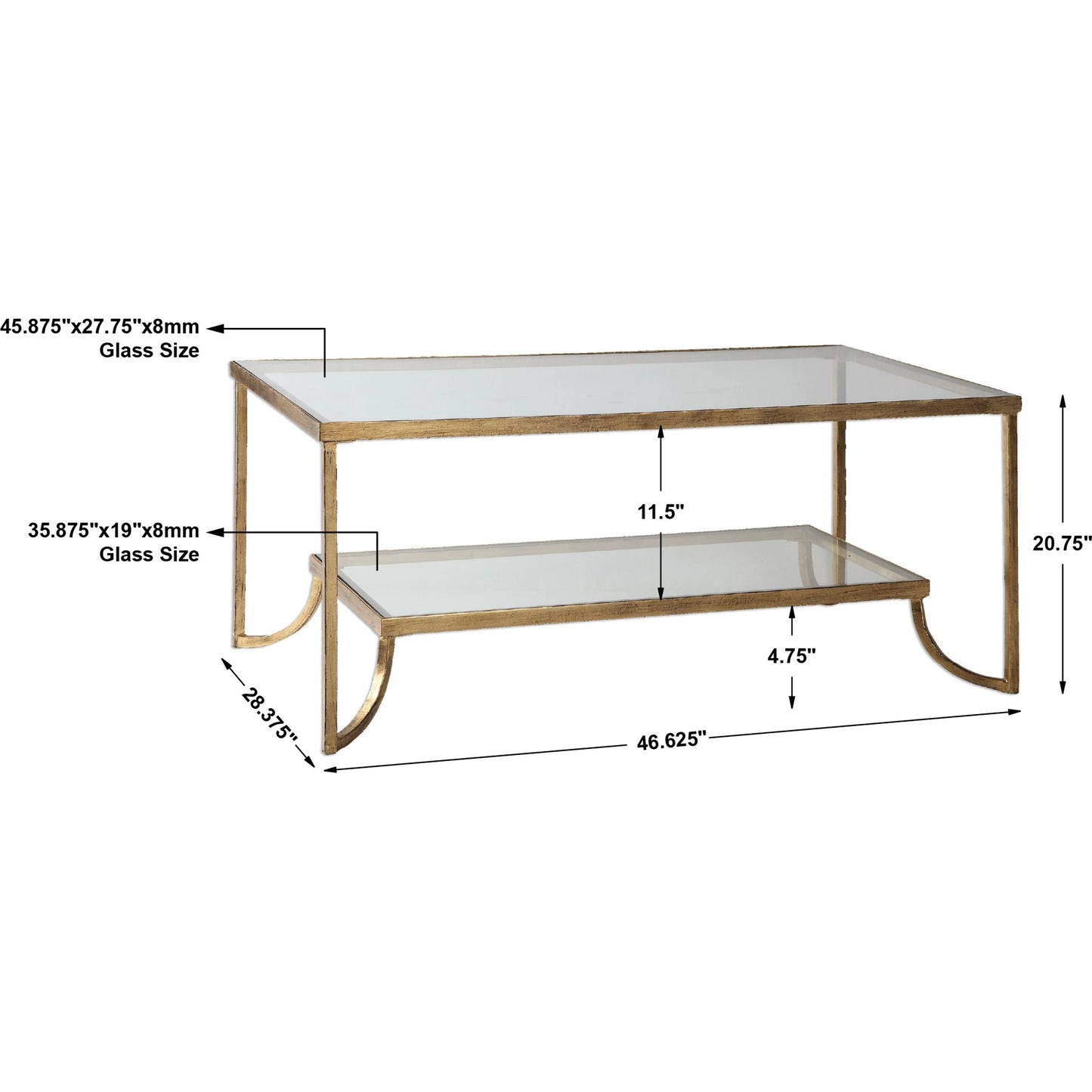 005 S-253050 | Additional Silo | Katina Coffee Table by Uttermost in gold. Made from metal, glass in a modern style.