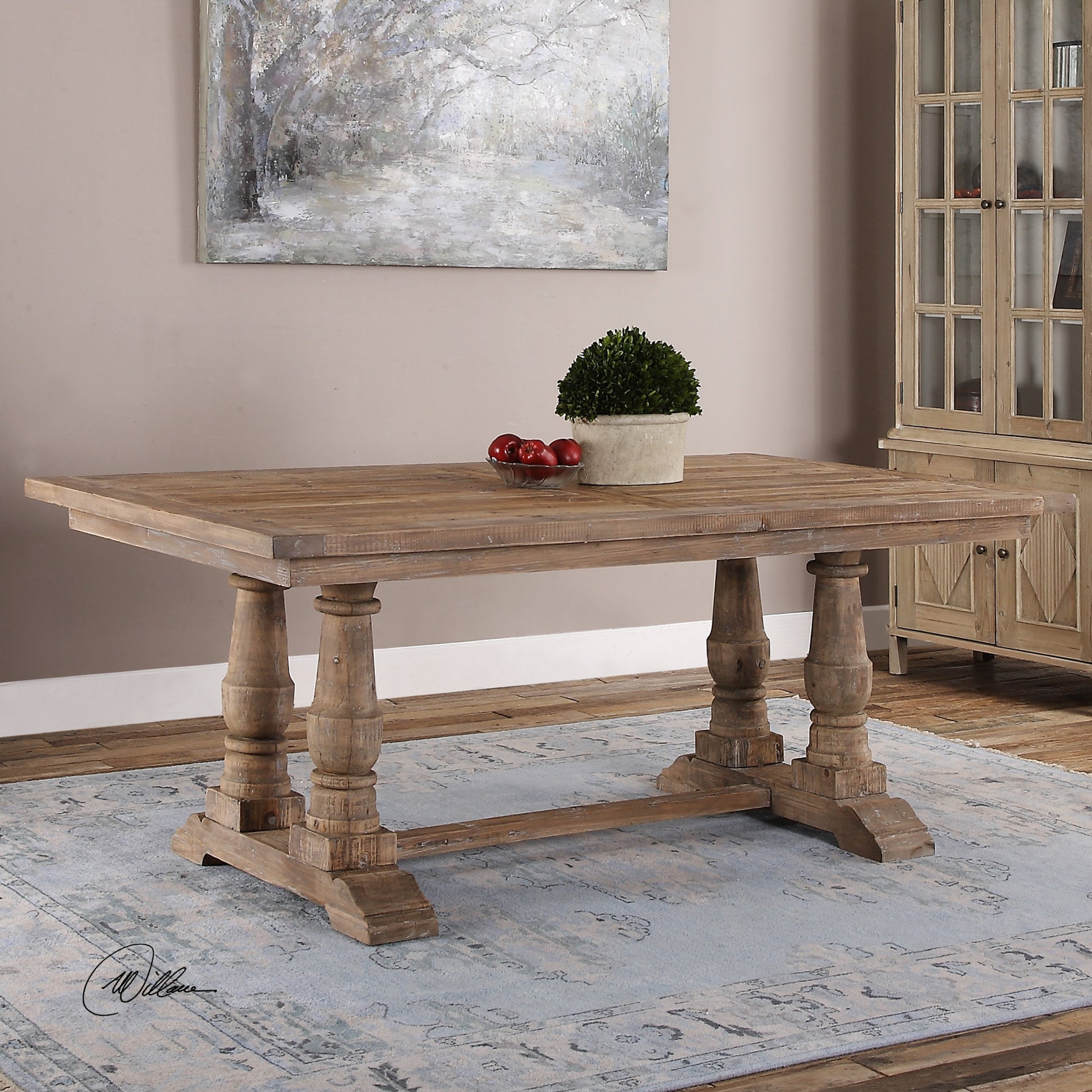 Stratford Dining Table by Uttermost. Made from solid wood in a cottage & farmhouse style.