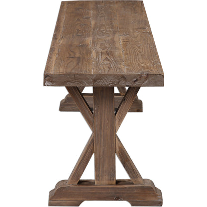 Stratford Salvaged Wood Bench by Uttermost. Made from solid wood in a cottage & farmhouse style.