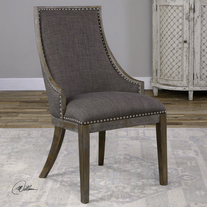 Aidrian Accent Chair by Uttermost in gray. Made from bent wood, solid wood, plywood, fabric, foam in a cottage & farmhouse style.