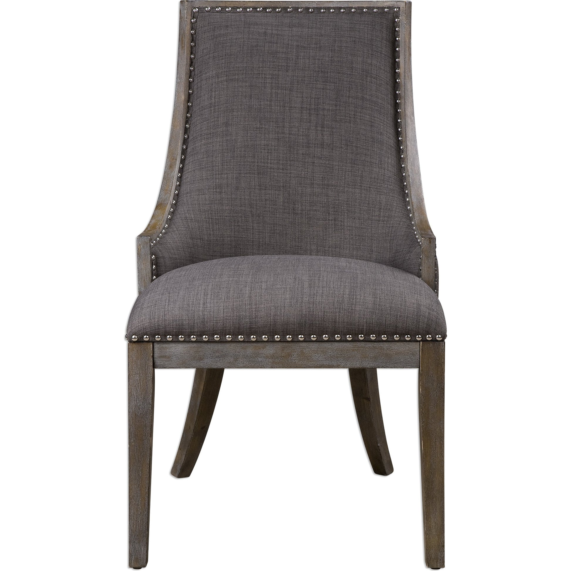 Aidrian Accent Chair by Uttermost in gray. Made from bent wood, solid wood, plywood, fabric, foam in a cottage & farmhouse style.