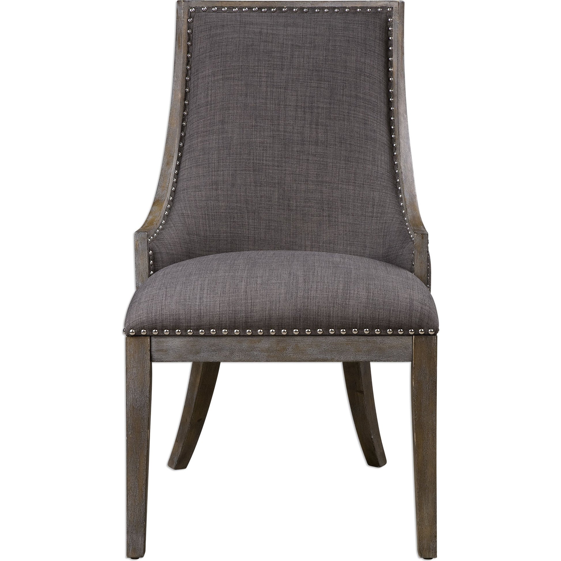 Aidrian Accent Chair by Uttermost in gray. Made from bent wood, solid wood, plywood, fabric, foam in a cottage & farmhouse style.