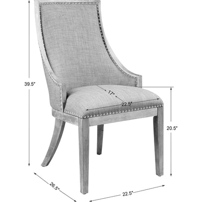 Aidrian Accent Chair by Uttermost in gray. Made from bent wood, solid wood, plywood, fabric, foam in a cottage & farmhouse style.