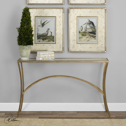 Alayna Console Table by Uttermost in black. Made from metal, tempered glass in a modern style.