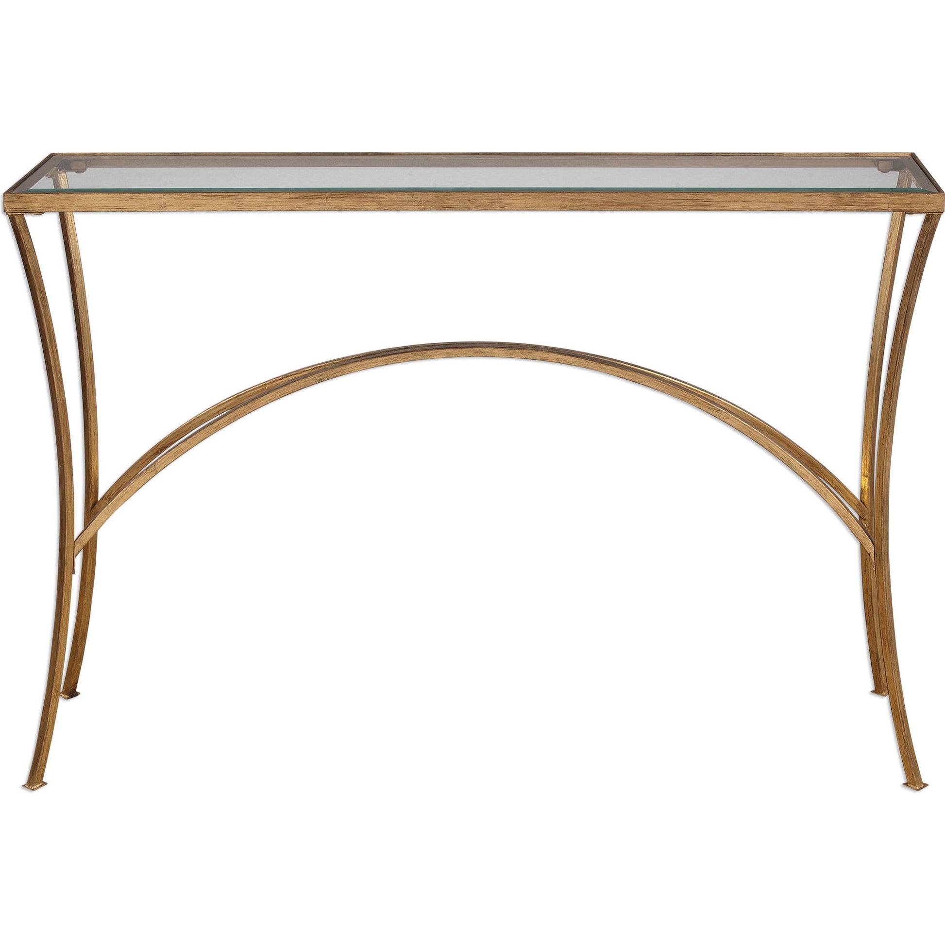 Alayna Console Table by Uttermost in black. Made from metal, tempered glass in a modern style.