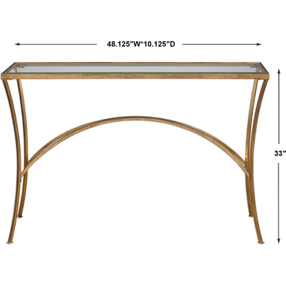 Alayna Console Table by Uttermost in black. Made from metal, tempered glass in a modern style.
