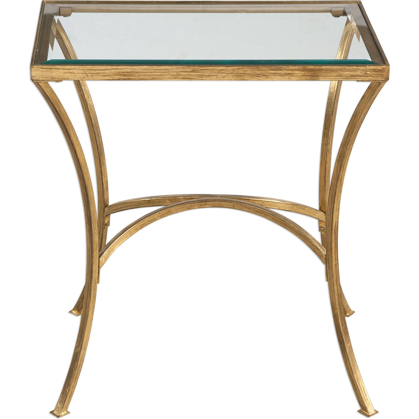 003 S-253083 | Additional Silo | Alayna End Table by Uttermost in gold. Made from metal, tempered glass in a modern style.