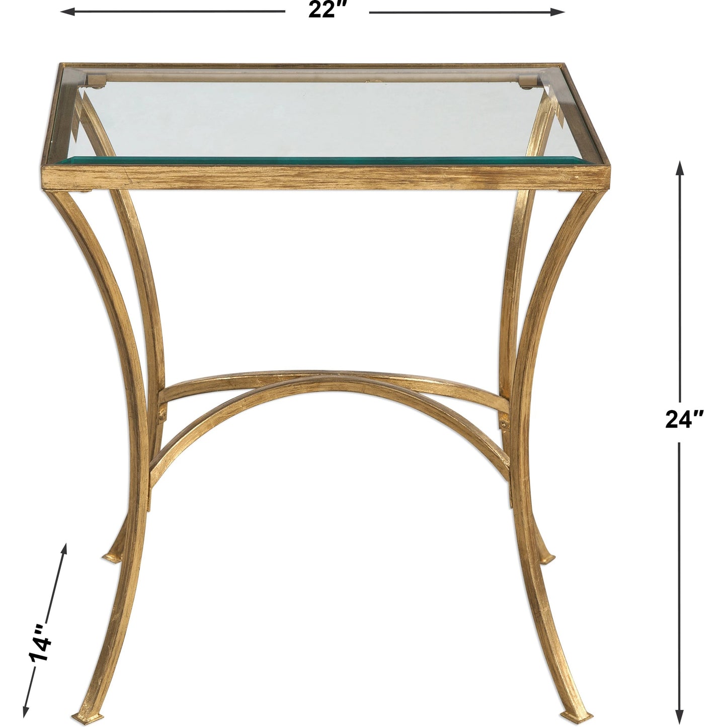 004 S-253083 | Additional Silo | Alayna End Table by Uttermost in gold. Made from metal, tempered glass in a modern style.