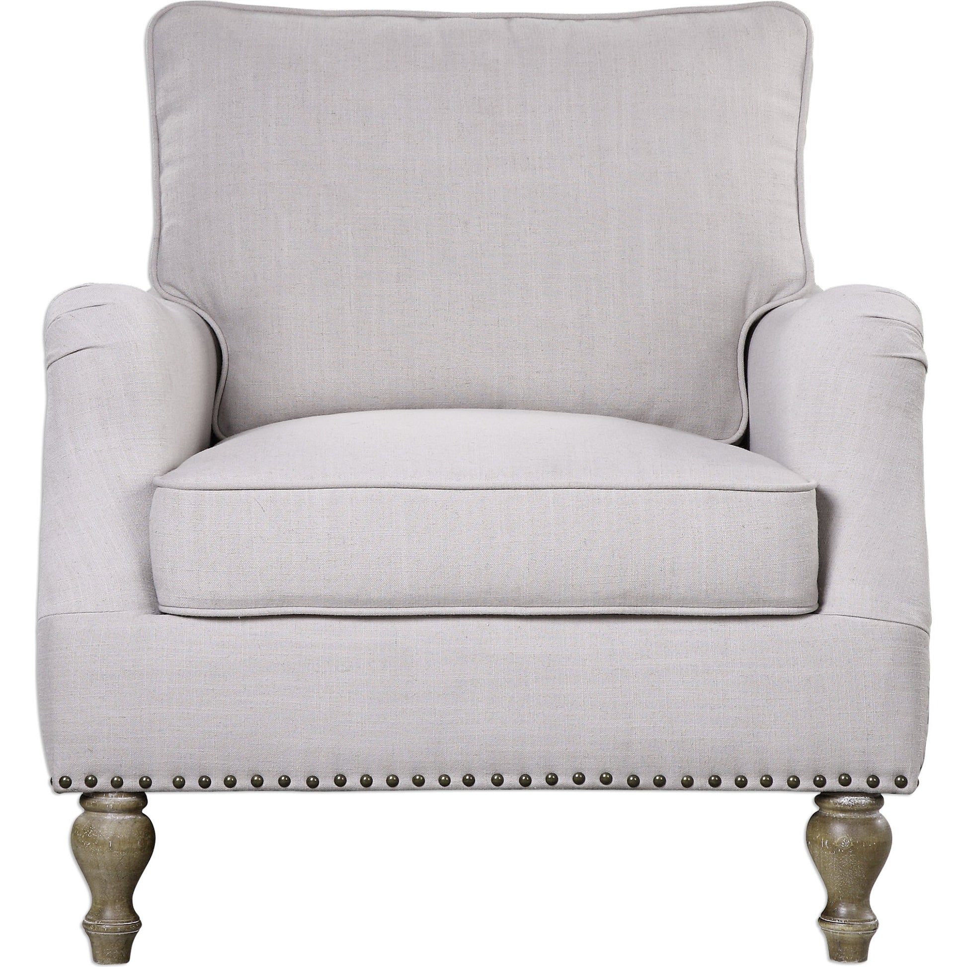 Armstead Armchair by Uttermost in white. Made from rubber wood, fabric, plywood in a cottage & farmhouse style.