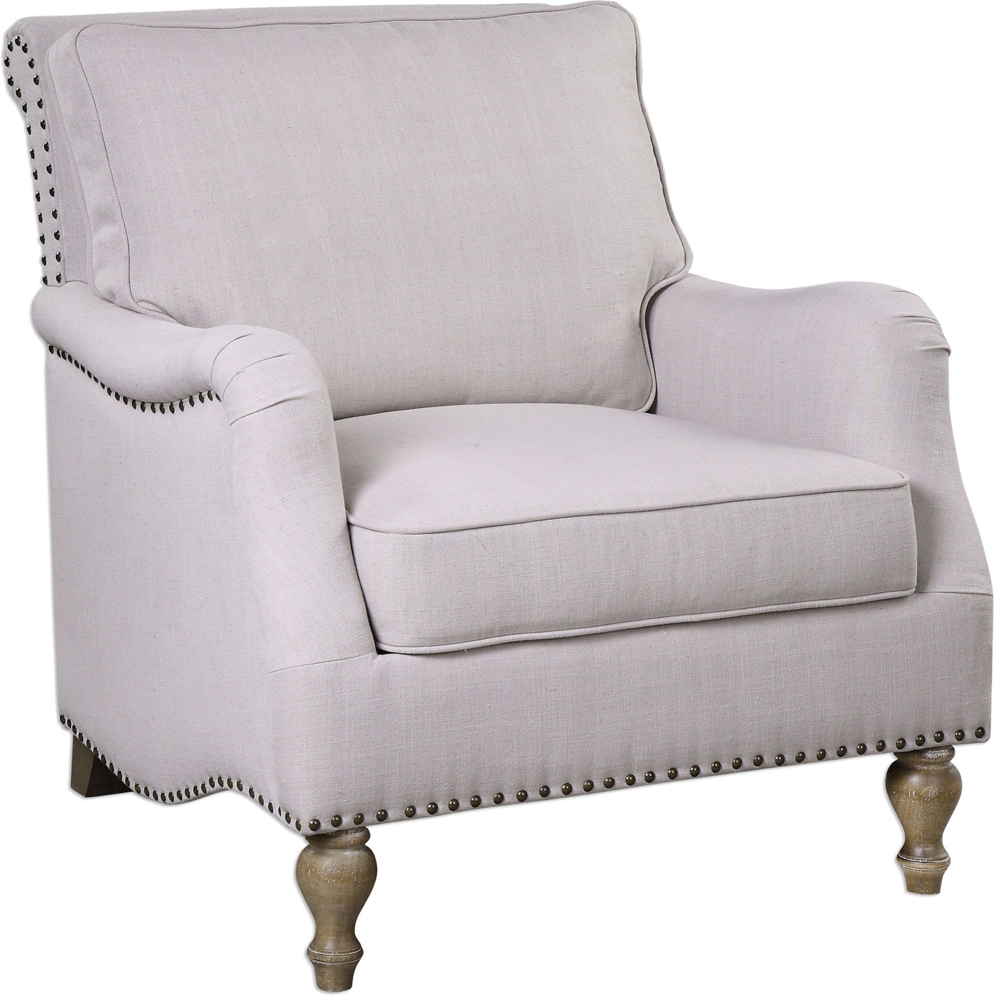 Armstead Armchair by Uttermost in white. Made from rubber wood, fabric, plywood in a cottage & farmhouse style.