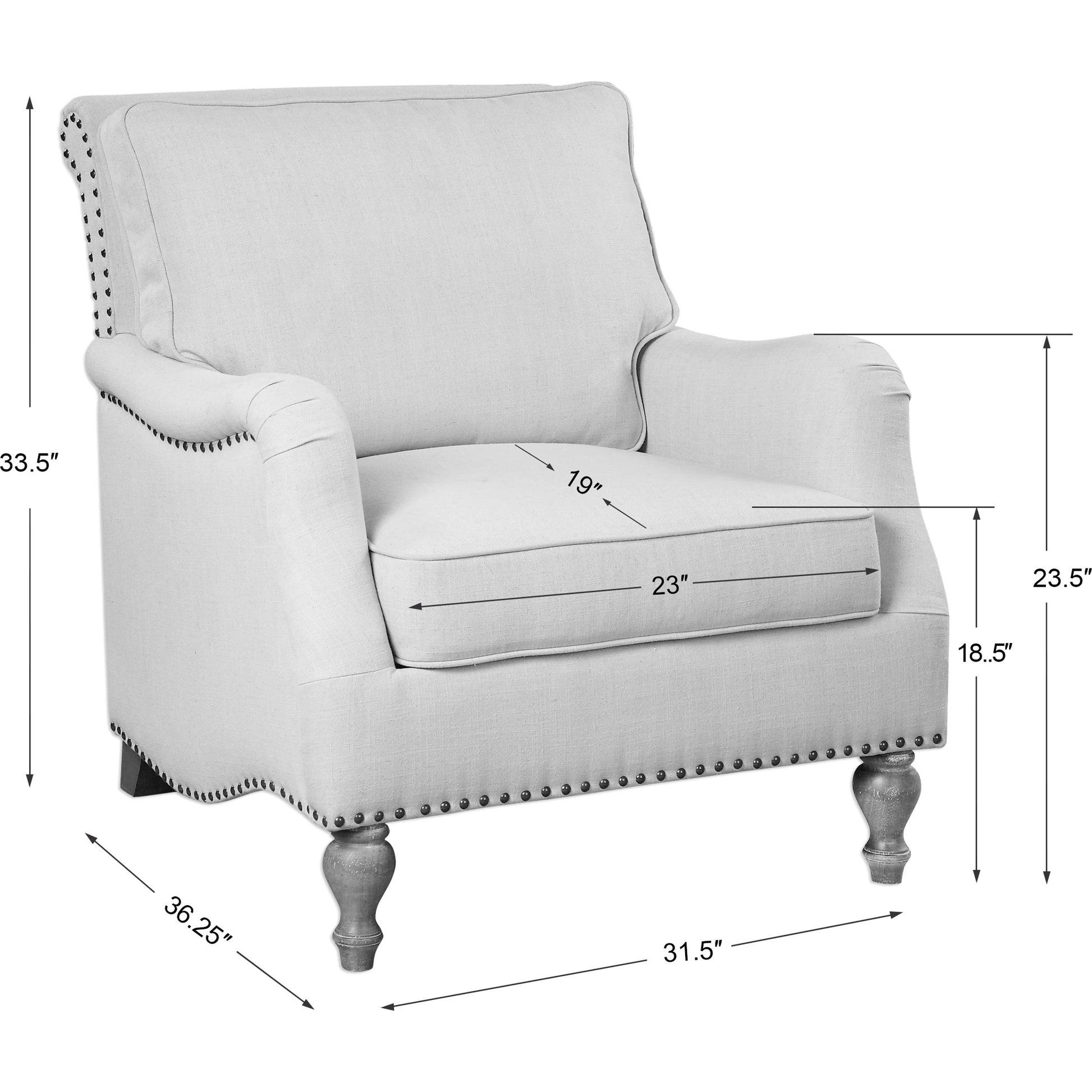 Armstead Armchair by Uttermost in white. Made from rubber wood, fabric, plywood in a cottage & farmhouse style.