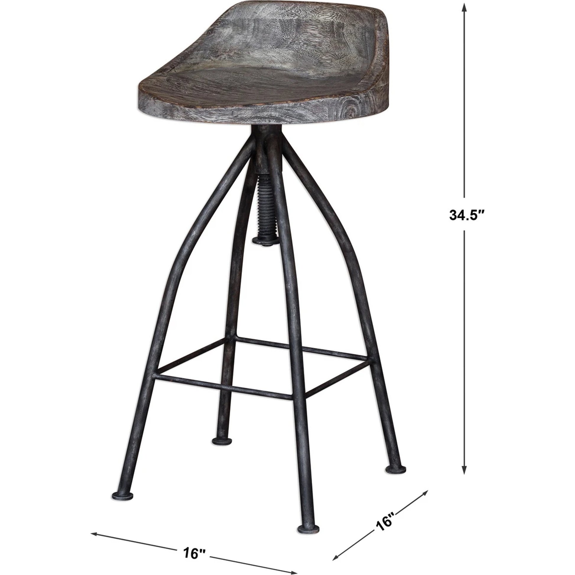 Kairu Wooden Bar Stool by Uttermost. Made from mixwood with iron in a modern style.