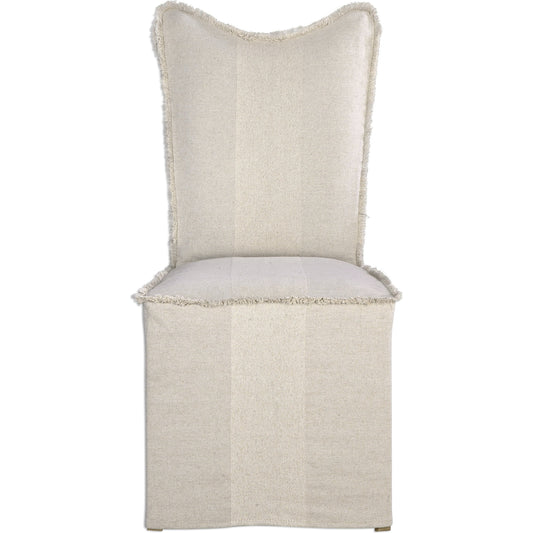 Lenore Armless Chair (Set of 2) by Uttermost in flax. Made from linen, rayon, cotton in a cottage & farmhouse style.