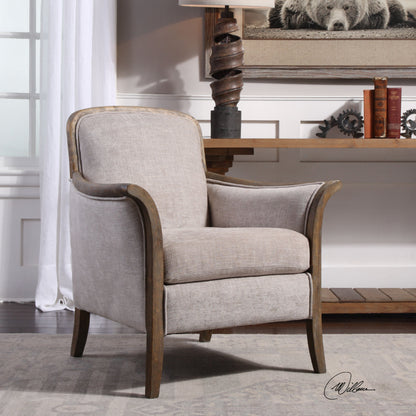 Brittoney Armchair by Uttermost. Made from solid wood, plywood, fabric, foam in a cottage & farmhouse style.