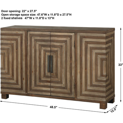 Layton Geometric Console Cabinet by Uttermost. Made from mdf, fir veneer, iron in a cottage & farmhouse style.