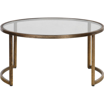 Rhea Nested Coffee Tables (Set of 2) by Uttermost. Made from metal, glass in a modern style.