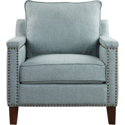 Charlotta Accent Chair by Uttermost. Made from fabric, plywood, oak, foam in a cottage & farmhouse style.