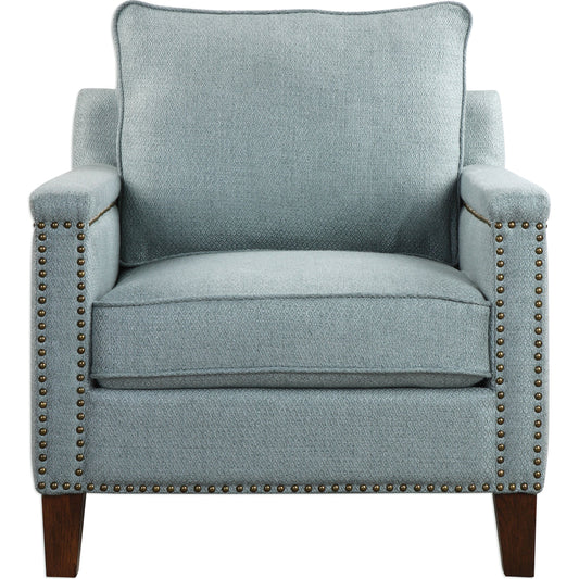 Charlotta Accent Chair by Uttermost. Made from fabric, plywood, oak, foam in a cottage & farmhouse style.