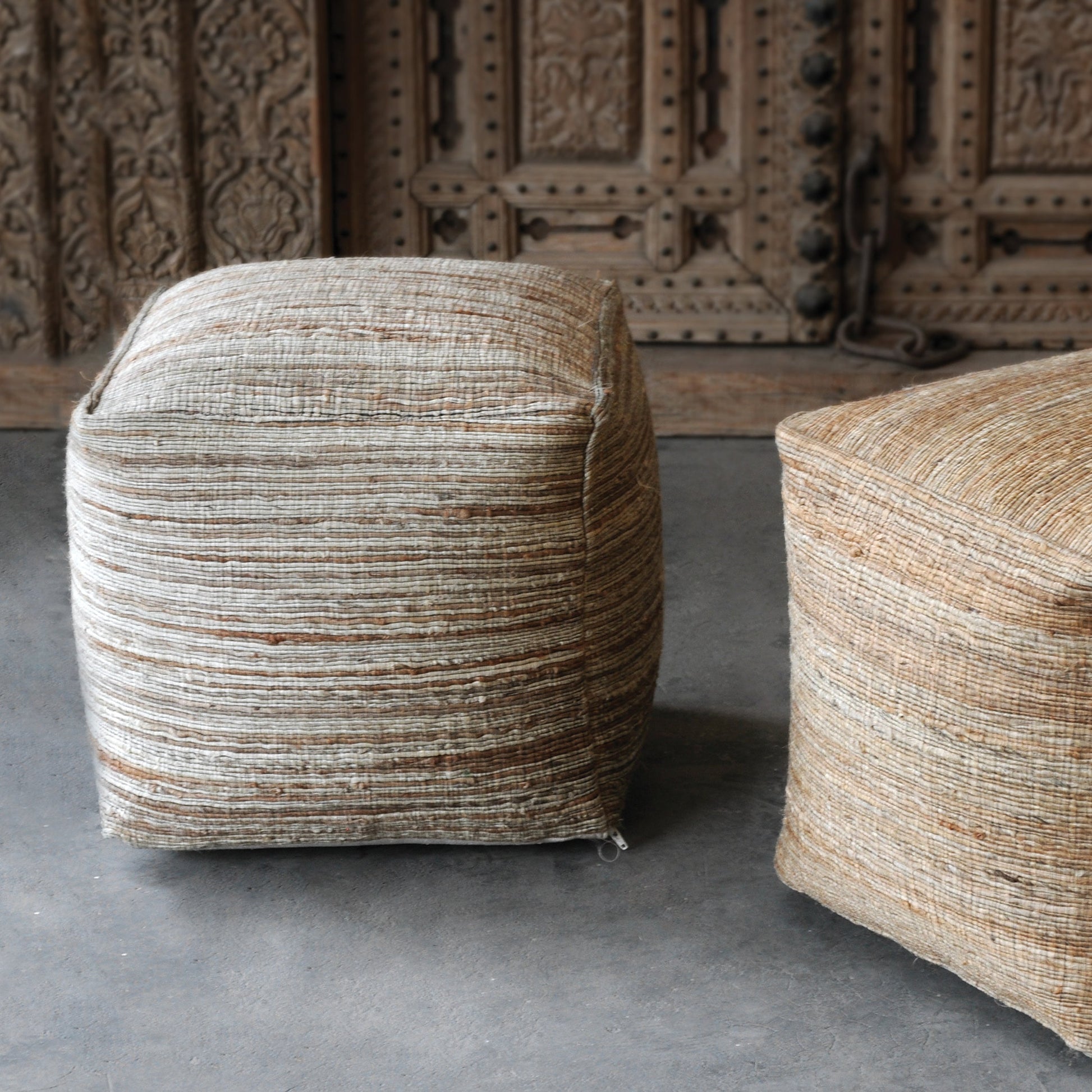 Shiro Pouf by Uttermost. Made from hemp in a modern style.