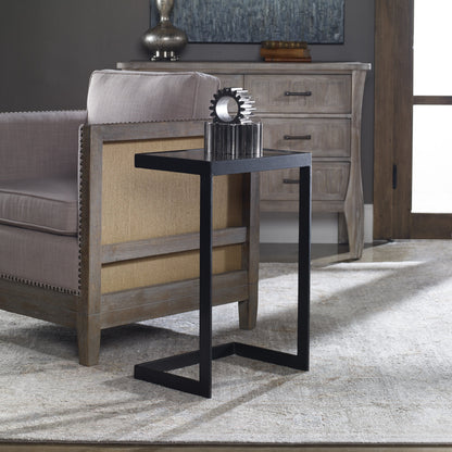 Windell Cantilever Side Table by Uttermost. Made from iron, mirror in a modern style.